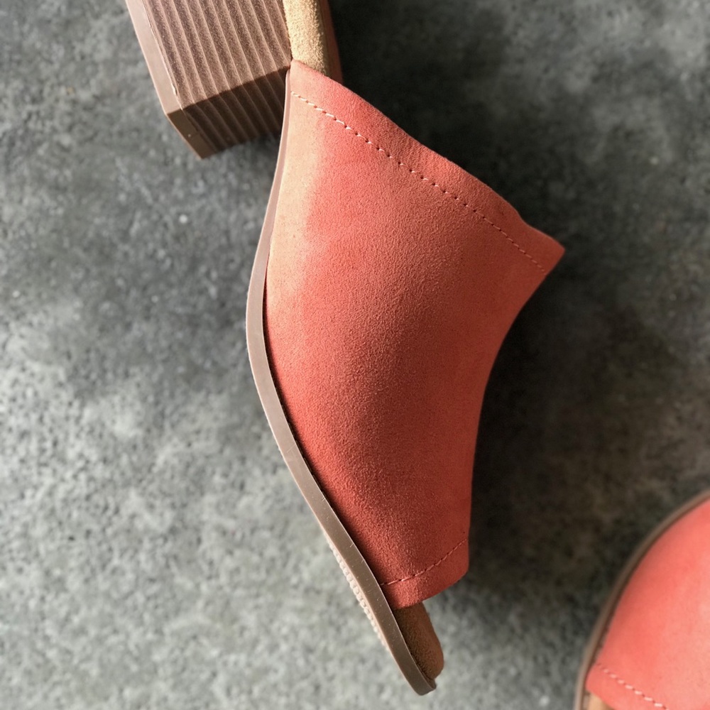 1 Left! Qupid Coral Suede Slide In Heel Mule 5.5 - Picture 8 of 8